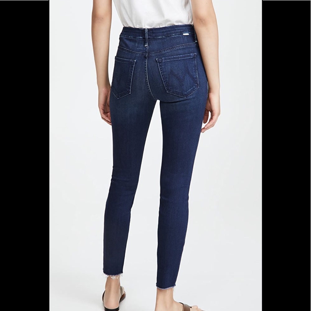 NWT Mother denim jeans the looker ankle fray blue wash girl crush
